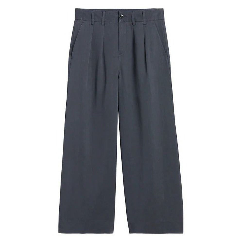 NWT Banana Republic Gray High Rise Wide Leg Pleated Pants Size 4 Orca TENCEL - Picture 1 of 8